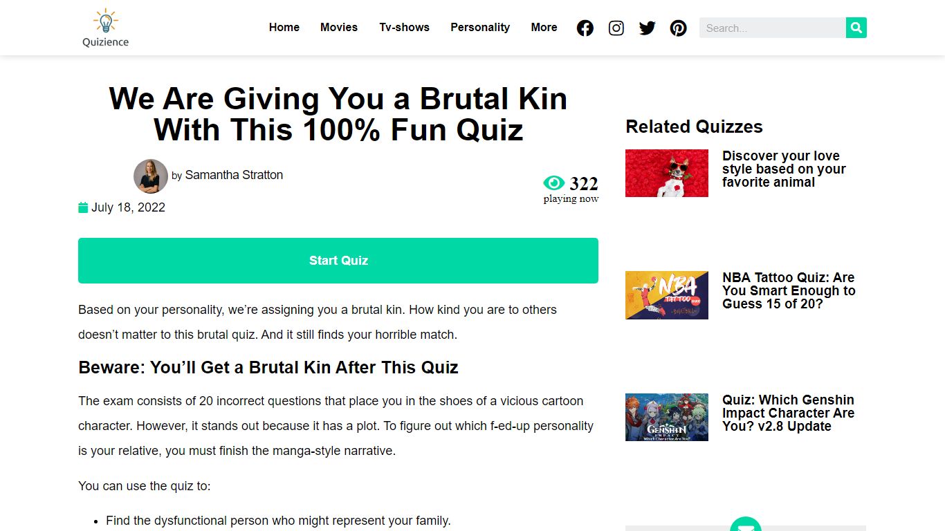 We Are Giving You a Brutal Kin With This 100% Fun Quiz